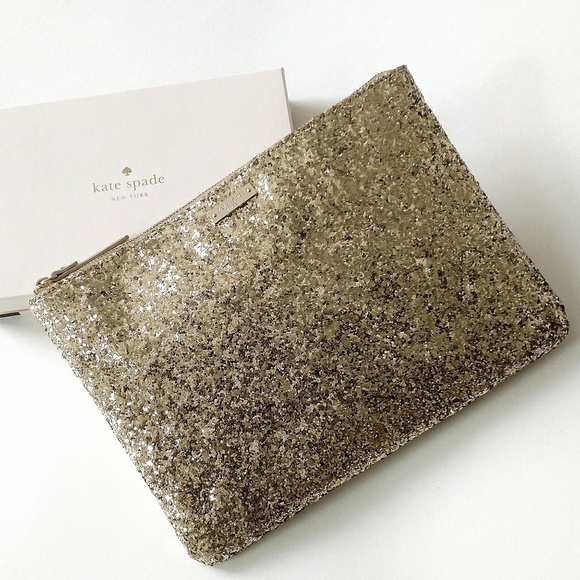 kate spade Handbags - Kate Spade NWOT Gold Sparkler Glitter Gia Clutch